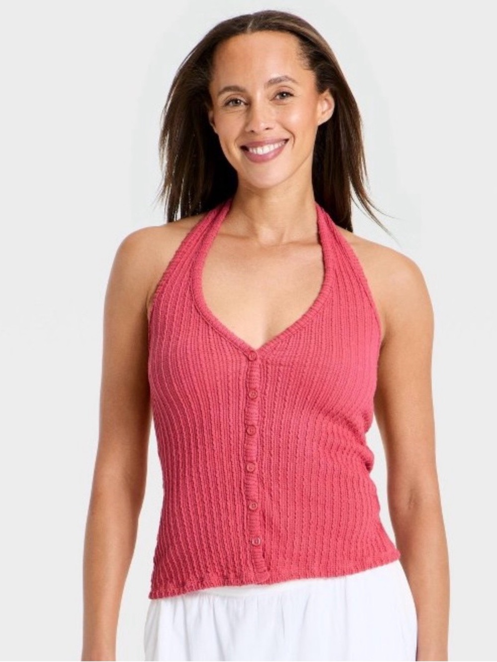 Universal Thread Women's Textured Halter Top Pink L (NWT)